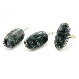 Кольцо и серьги серафинит " Овал "