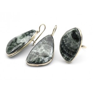 Кольцо и серьги серафинит " Грация "