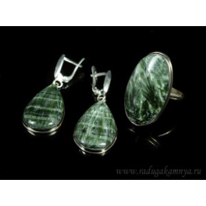Кольцо и серьги серафинит