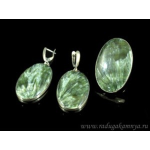 Кольцо и серьги серафинит "Овал"