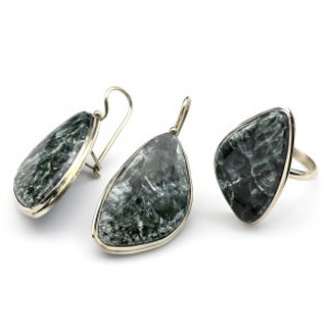 Кольцо и серьги серафинит " Грация "