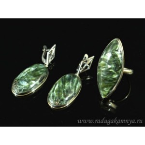 Кольцо и серьги серафинит