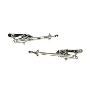 Швензы ювелирн. Королевская лилия 32*11 мм, оксид. посеребрение, 1 пара, РОССИЯ