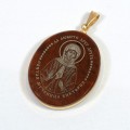 Кулон "Икона именная-ВИКТОРИЯ" овальный с окантовкой обсидиан