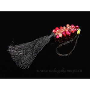 Кулон на зеркало с агатом пати цвет фуксия  шарик 10мм, 38см