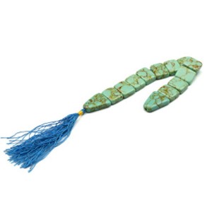 Четки перекидные из бирюзы иранской, 21*17мм, 25см (иск.) Четки перекидные из бирюзы иранской, 21*17мм, 25см (иск.)