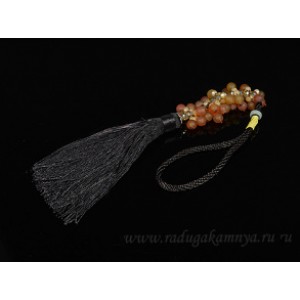 Кулон на зеркало с сердоликом матовым шарик 10мм, 38см (иск.)