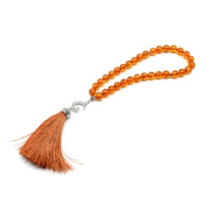 Мусульманские четки из янтаря шарик 10мм цвет медовый, 33см (иск.)