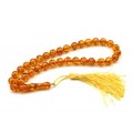 Четки из янтаря шарик 12мм цвет  светло-коньячный, 44см, 33 бусины (иск.)