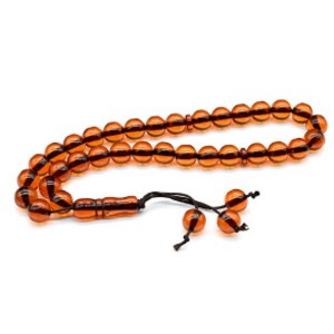 Четки из янтаря искусственного шарик 14мм коньячный, 48см (иск.)