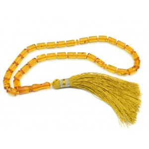 Четки из янтаря искусственного цилиндрик 7*10мм св.коньячный, 35см. (иск.)