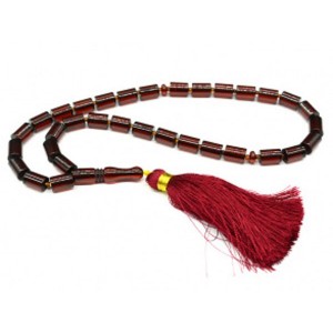 Четки из янтаря искусственного цилиндрик 7*10мм вишня, 35см. (иск.)