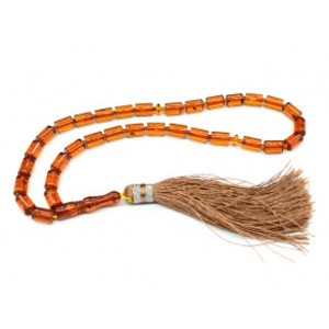 Четки из янтаря искусственного цилиндрик 7*10мм коньячный, 35см. (иск.)