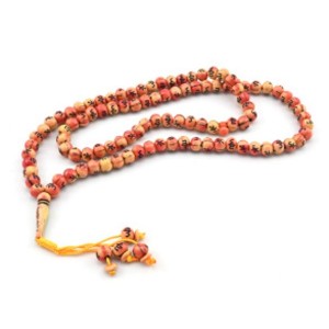 Четки мусульманские 99 бусин, шарик 10мм цвет персиковый с арабицей, 80см (иск.) Четки мусульманские 99 бусин, шарик 10мм цвет персиковый с арабицей, 80см (иск.)