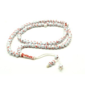 Четки мусульманские 99 бусин, шарик 7мм с арабицей цвет красный, 60см (иск.)