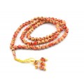 Четки мусульманские 99 бусин, шарик 11мм цвет персиковый с арабицей, 106см (иск.)