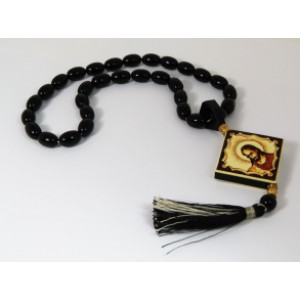 Четки из эбонита и кости "Ромб с Иисусом" шарики 9мм, 50см (иск.) Четки из эбонита и кости "Ромб с Иисусом" шарики 9мм, 50см (иск.)