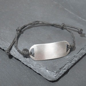 Браслет-мотиватор на шнурке пустой под нанесение (нерж.сталь), H=17, L=70мм