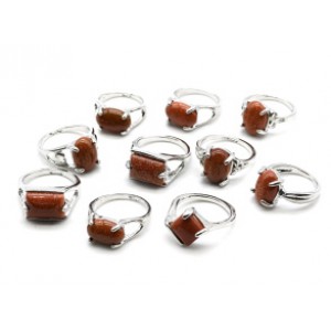 Набор колец "Смайл" с авантюрином, 10шт (иск.)