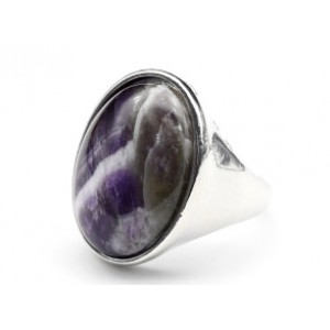 Кольцо в металле с аметистом овал 21*27мм