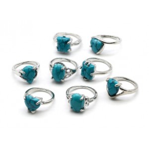 Набор колец "Смайл" с бирюзой (имитация), 10шт (иск.)