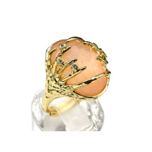 Кольцо с кошачьим глазом из ювелирного сплава цвет рыжий (иск.)