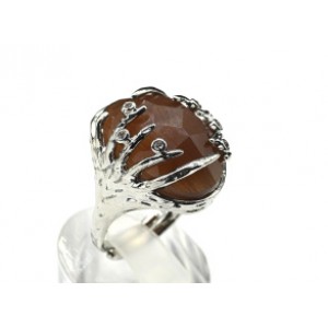 Кольцо с кошачьим глазом из ювелирного сплава цвет шоколадный (иск.)
