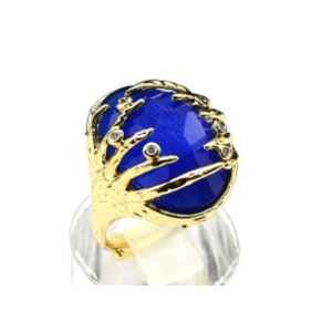 Кольцо с кошачьим глазом из ювелирного сплава цвет синий (иск.) Кольцо с кошачьим глазом из ювелирного сплава цвет синий (иск.)