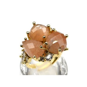 Кольцо с авантюрином солнечным "Геометрия" из ювелирного сплава