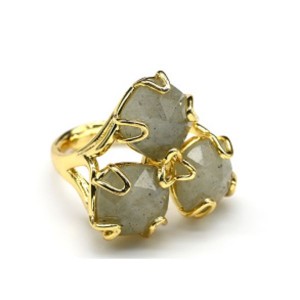 Модное кольцо с лабрадором из ювелирного сплава