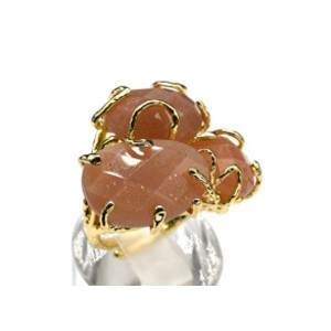 Кольцо с авантюрином солнечным из ювелирного сплава