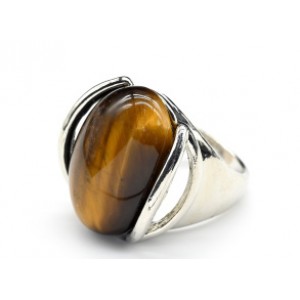 Кольцо с тигровым глазом овал 23*25мм
