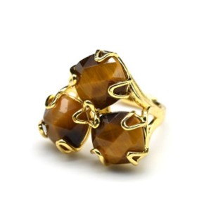 Модное кольцо с тигровым глазом из ювелирного сплава