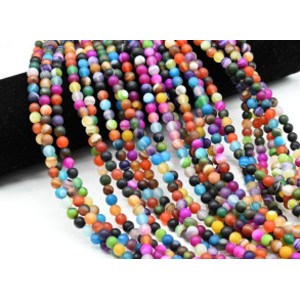 Бусины из агата тонированного шарик 6мм цв.ассорти матовый, 36см, 60 бусин.