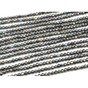 Бусины из жемчуга шарик 5мм цв.черный, 37,5см, 86 бусин
