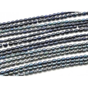 Бусины из жемчуга овал 6*7мм цв.черный, 38см, 50 бусин