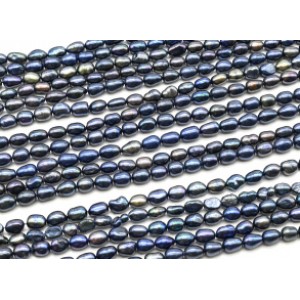 Бусины из жемчуга овал 5*7мм цв.черный, 38см, 55 бусин