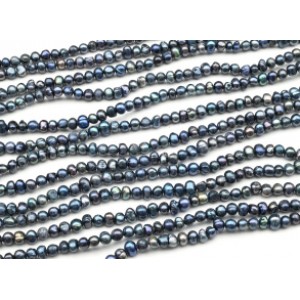 Бусины из жемчуга шарик 5,5мм цв.черный, 34,5см, 83 бусины