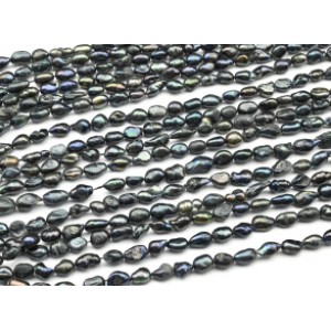 Бусины из жемчуга галтовка 6*8мм цв.черный, 33см, 41 бусина