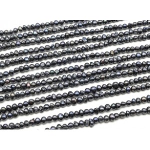 Бусины из жемчуга шарик 5мм цв.черный, 35см, 89 бусин