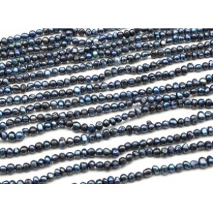 Бусины из жемчуга шарик 5мм цв.черный, 35см, 83 бусины