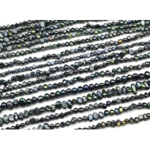 Бусины из жемчуга 4-6мм цв.черный, 37см, 95 бусин