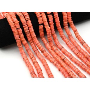 Бусины из перламутра тонированного диски 8мм цв.персиковый, 39см, 195 бусин