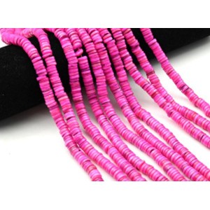 Бусины из перламутра тонированного диски 7-8мм цв.фуксия, 38см, 185 бусин