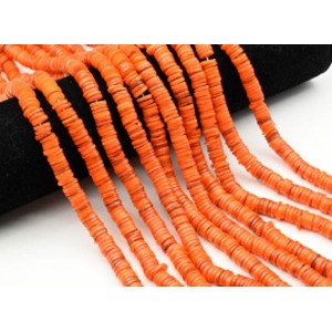 Бусины из перламутра тонированного диски 8мм цв.оранжевый, 39см, 195 бусин