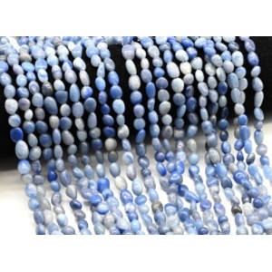Бусины из синего кварца галтовка 5*8мм, 38см, 50 бусин