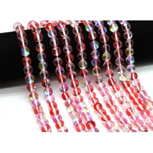 Опал синтетический бусины шарик гр.10мм цв.красный, 35см, 38 бусин (иск.)