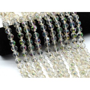 Бусины из циркона шарик гр.12мм цв.зеленый хамелеон, 40см, 36 бусин (иск.)