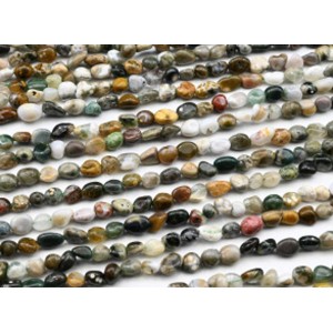 Бусины из камня яшма галтовка 5*8мм, 40см, 58 бусин