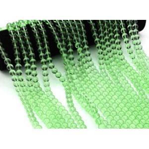 Бусины из стекла шарик 8мм цв.зеленый, 37см, 49 бусин (иск.)